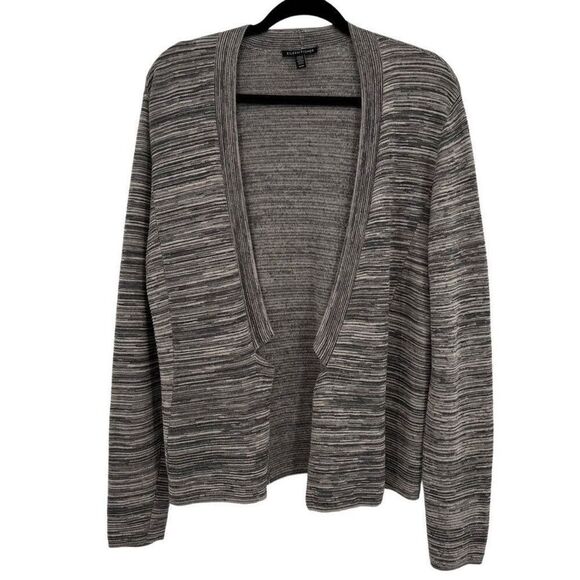Eileen Fisher Open Front Organic Cotton Cardigan Sweater Gray/White Medium - Picture 1 of 5